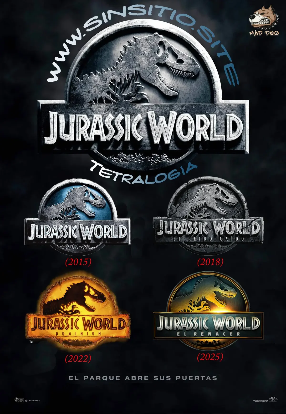 Tetralogía Jurassic World (2015-2025).BDrip 1080p (Spanish-English+Subt)